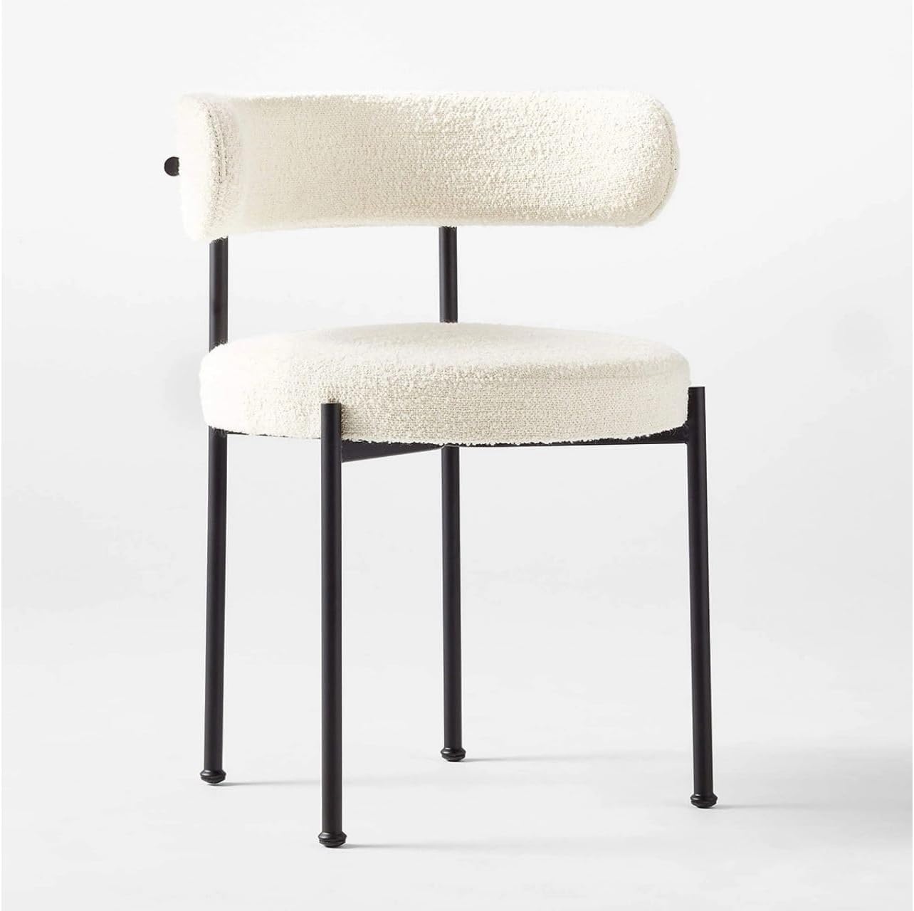 UmatouNordic Modern Lamb Wool Fabric Dining Chair with Metal Black Legs, coffee chair, makeup chair, (whit)