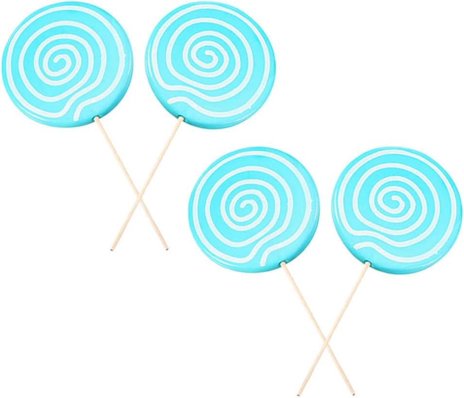 シミュレーションロリポップトイ - ブルーフォームキャンディプロップ4点。パーティーデコレーション、クリエイティブな写真撮影、DIY