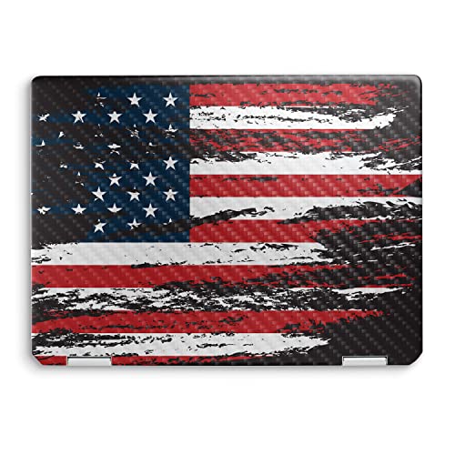 Image of MightySkins Carbon Fiber Skin Compatible with HP Spectre x360 14 inch (2022) Full Wrap Kit - Tattered Flag | Protective, Durable Textured Carbon Fiber Finish | Easy to Apply | Made in The USA