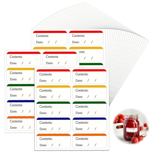 300 etiquetas de congelador, extraíbles, 6 x 3 cm, autoadhesivas, para congelador, etiquetas de fecha de alimentos, etiquetas de congelación, etiquetas de congelación, tarros de mermelada, etc.