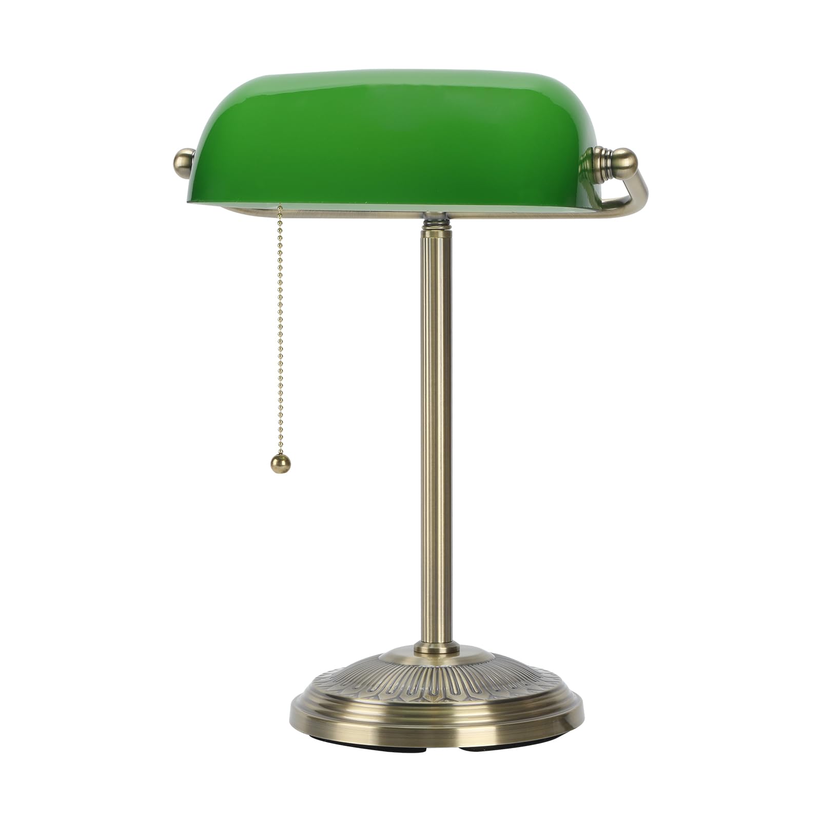 Bankers Lampe, grüne Schreibtischlampe mit Messing-Finish, klassische Tischlampe mit Zugschalter für Zuhause, Büro, Arbeitszimmer (Grün)