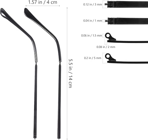 Miniatura 5 de Hemobllo Lentes de metal de repuesto para patillas, brazos, piernas, 1 par de lentes para el templo, lentes de sol para el templo, reemplazo de