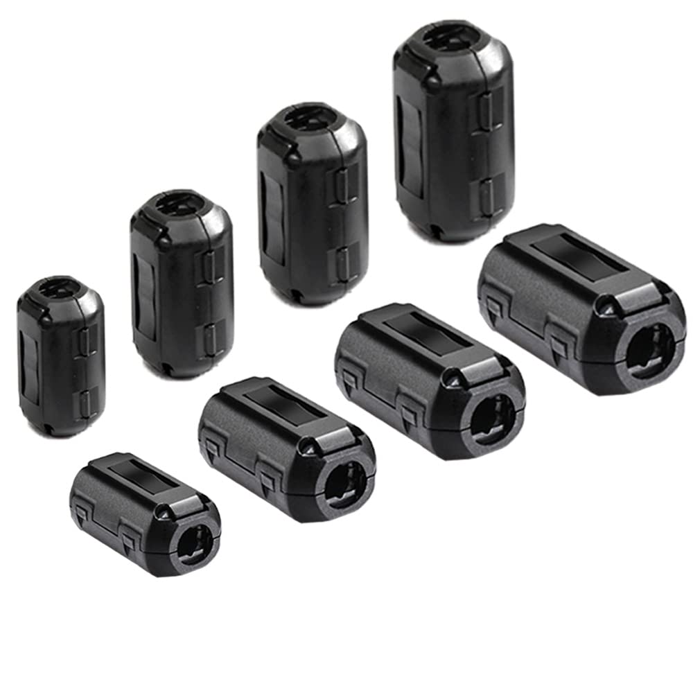 Set de Núcleo de Anillo de Ferrita 8 Piezas, Clip de Cable Supresor de Ruido EMI RFI Filtro de Alta Frecuencia 5-13mm