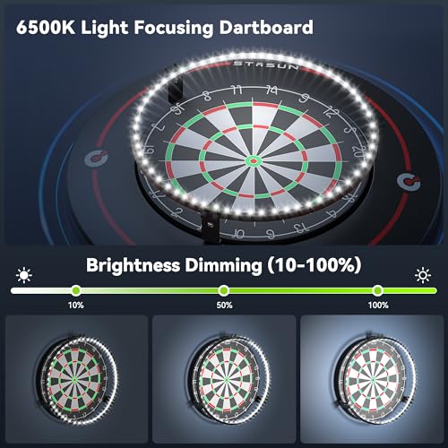 STASUN 360° Dartboard Ring Light, Dimmable Magnetic LED Dart Board Lighting System, 12W 6500K White Light for Shadow-Free Visibility in Home Bars, Game Rooms & Dartboards - image 5