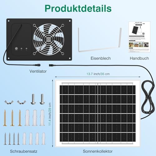 Solar Powered Fan with 15000mAh Battery & Timer, 25W 3500RPM High-Speed Solar Exhaust Fan, Low Noise Waterproof Ventilation for Chicken Coop, Greenhouse, Shed, Pet House & Window — view 6