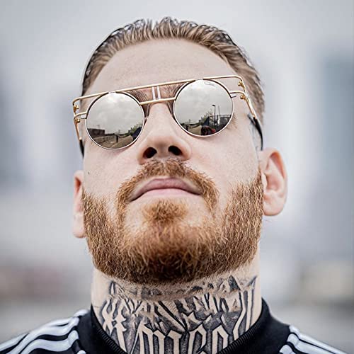 Vintage Round Steampunk Sunglasses Men And Women Punk Sun Glasses3