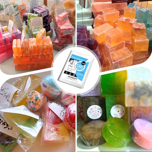 Image of 200 pcs 5x6 inch PVC Clear Heat Shrink Wrap Bags Film Bags for Small Gifts Bottles Soap Bath Bombs Candles DIY Handmade Crafts Packaging