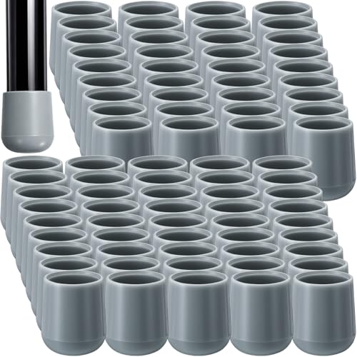 Image of Jetec 144 Pcs Gray Folding Chair Leg Caps, 3 /4 Inch Round Protectors | Heavy-duty Plastic Glides, Non-marring Floor Protectors for Hardwood Tile Floors, Replacement Feet Tips, Round Tube Fit