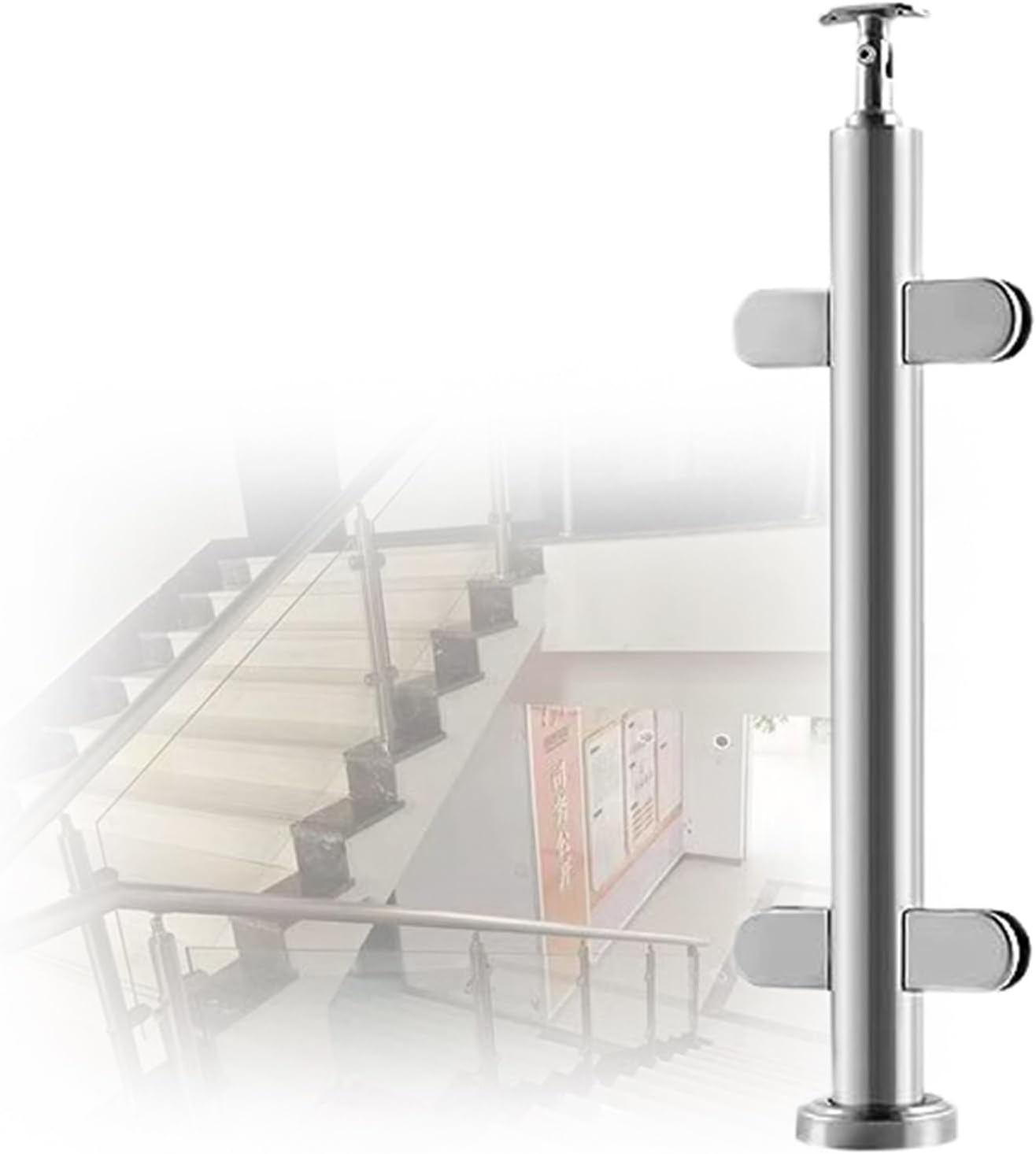 Stainless Steel Glass Railing Post, 60cm No-Punch Balcony Deck Clamp, Durable Balustrade System Column, Secure Glass Railing Support for Modern Balconies