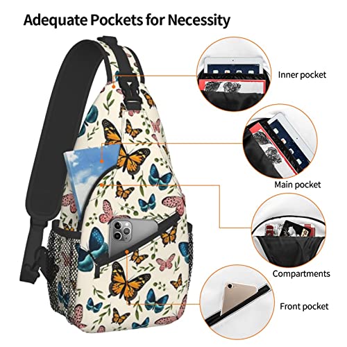 Cute Butterfly Sling Bag Crossbody Chest Daypack Casual Backpack Travel Hiking Shoulder Bags for Women Men4