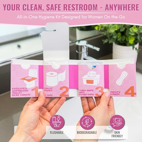 Image of The Restroom Kit Plus, All in 1 Hygiene Travel Kit for Women, 12 Pack