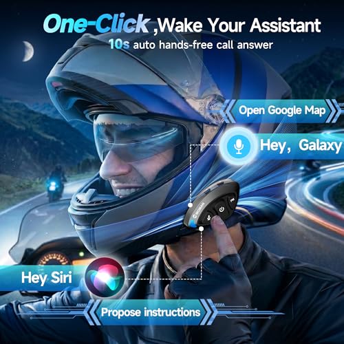 Image of Moman Motorcycle Helmet Headsets, Hands‑Free Helmet Speakers (RSS) | Hi-Fi Speakers Dual Noise Cancellation with Loud Sound, Voice Assistant IPX67 Waterproof for All Helmets and Solo Riding