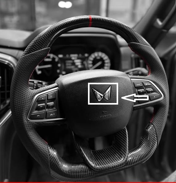 Car Steering Wheel Center Hub Aloy Alloy Cap cmSticker Emblem Monogram Badge Logo Decal Symbol Compatible with M-ahindra Thar Xuv700 Scorpio Classic-image-20
