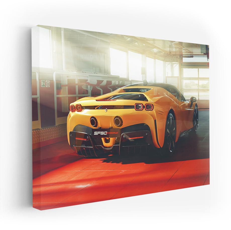 Amazon.com: Poster Ferrari SF90 Stradale Yellow Car Canvas Print