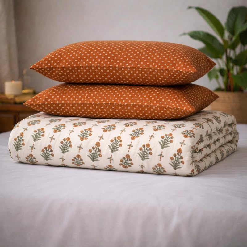 Image of Utopia Bedding Blended Cotton Bedsheet for Double Bed with 2 Pillow Covers | Floral Print Double Bed Bedsheet | 274CM x 228CM