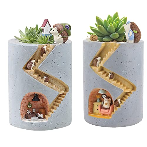 Segreto Creative Hedgehog Plants Flower Pots Brush Pots Ornaments for Succulent Plants Pot...