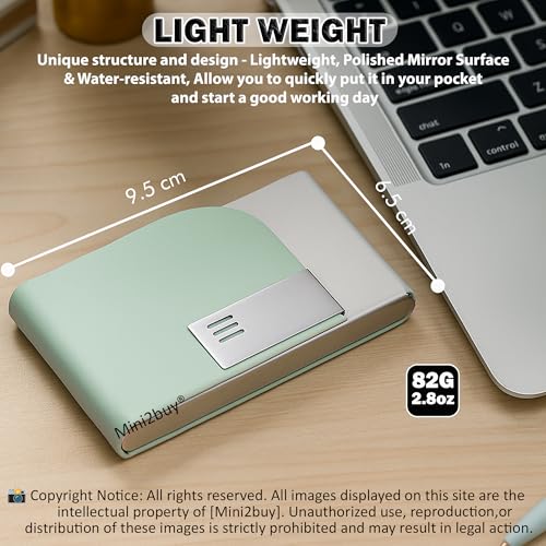 Image of Luxurious Unisex Pocket Card Holder Design 15-20 Business Card and 5-8 Card Debit Credit Ultrathin Stainless Steel 9.5 x 6.5 x 1.2 cm Size RFID Blocking Corporate Gift for Employee Green