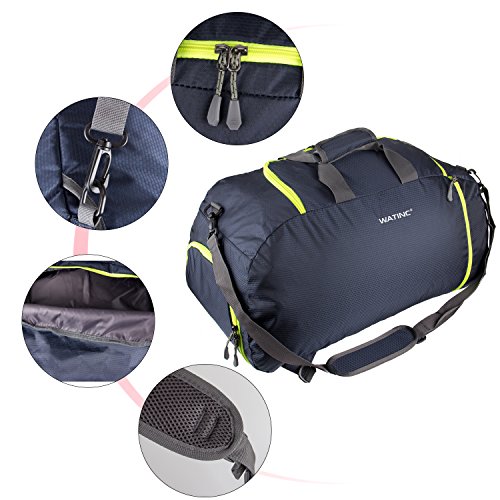 WATINC 50L 3-Way Travel Duffel Backpack travel backpacks Luggage Gym Sports Bag with Shoe Compartment(colorblue)