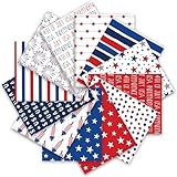 JarThenaAMCS 12Pcs Patriotic Cotton Fabric Bundles Star Firework Stripe Fat...
