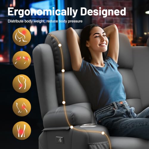 Image of Loveseat Recliner Sofa, Home Theater Seating with Massage, Reclining Loveseats with Console, Wall Hugger RV Couch Movie Theater Chairs, RV Furniture Sofas with USB, Cup Holders, Drawer for Gaming Room