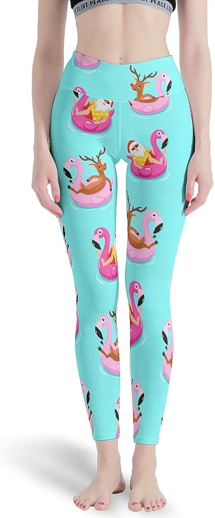 christmas flamingo leggings
