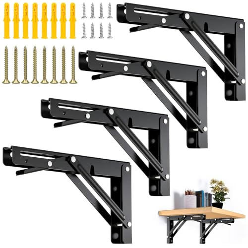NINGYER 4 Pièces Equerre Pliable, Equerre Etagère 90 Degrés, Capacité de Charge du Support...