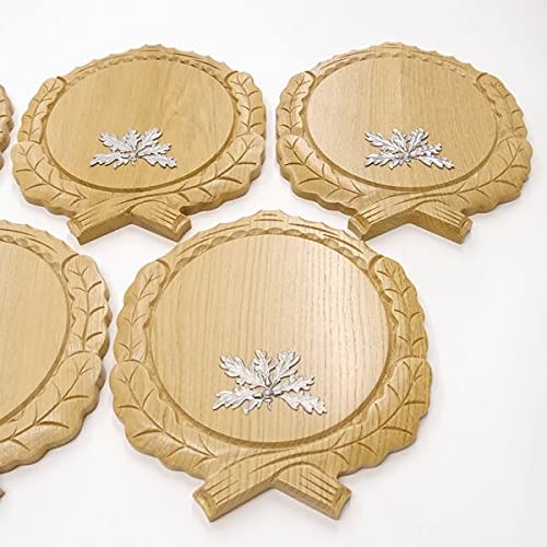 5 placas de cuña talladas de roble claro AF 19 cm con 5 hojas de roble de 6 hojas