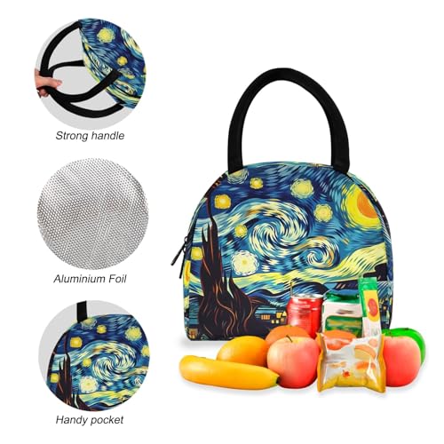 Childrens Backpacks, Starry Night Painting Waterproof Lunch Bag, Backpacks for Middle School Students4