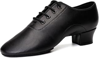 HIPPOSEUS Boys/Men lace-up Dance Shoes Kids Ballroom Dance Practice Shoes Low Heel for Latin Tango Salsa Dance Performence Training