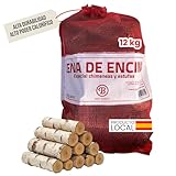 Leña Encina Saco 12kg Madera Dura Secada Horno Alto Rendimiento Calor Intenso Llama Duradera Ideal Chimenea Estufa Barbacoa Interior Exterior Combustión Lenta Baja Humedad Ecológica Limpia