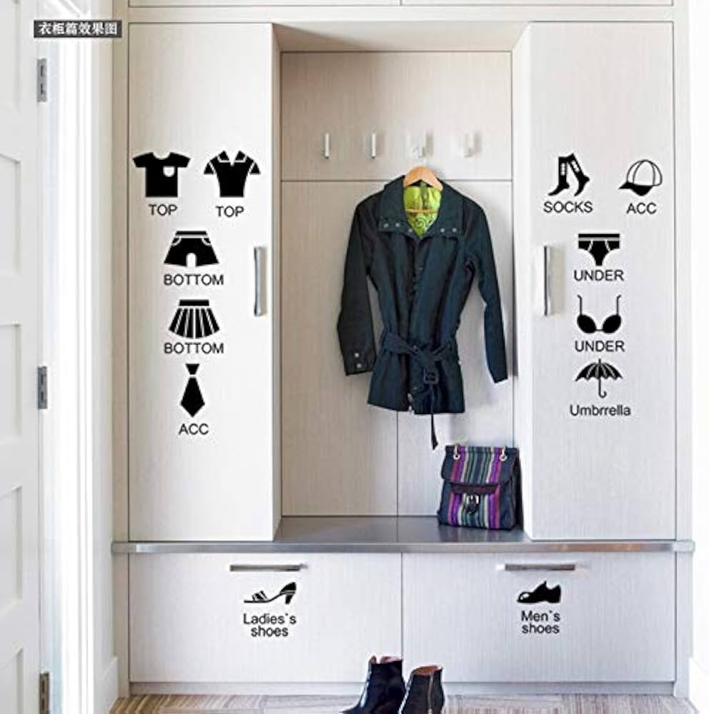 Amazon.co.jp: はがせるシール お片付け ガイドシール 洋服 衣類