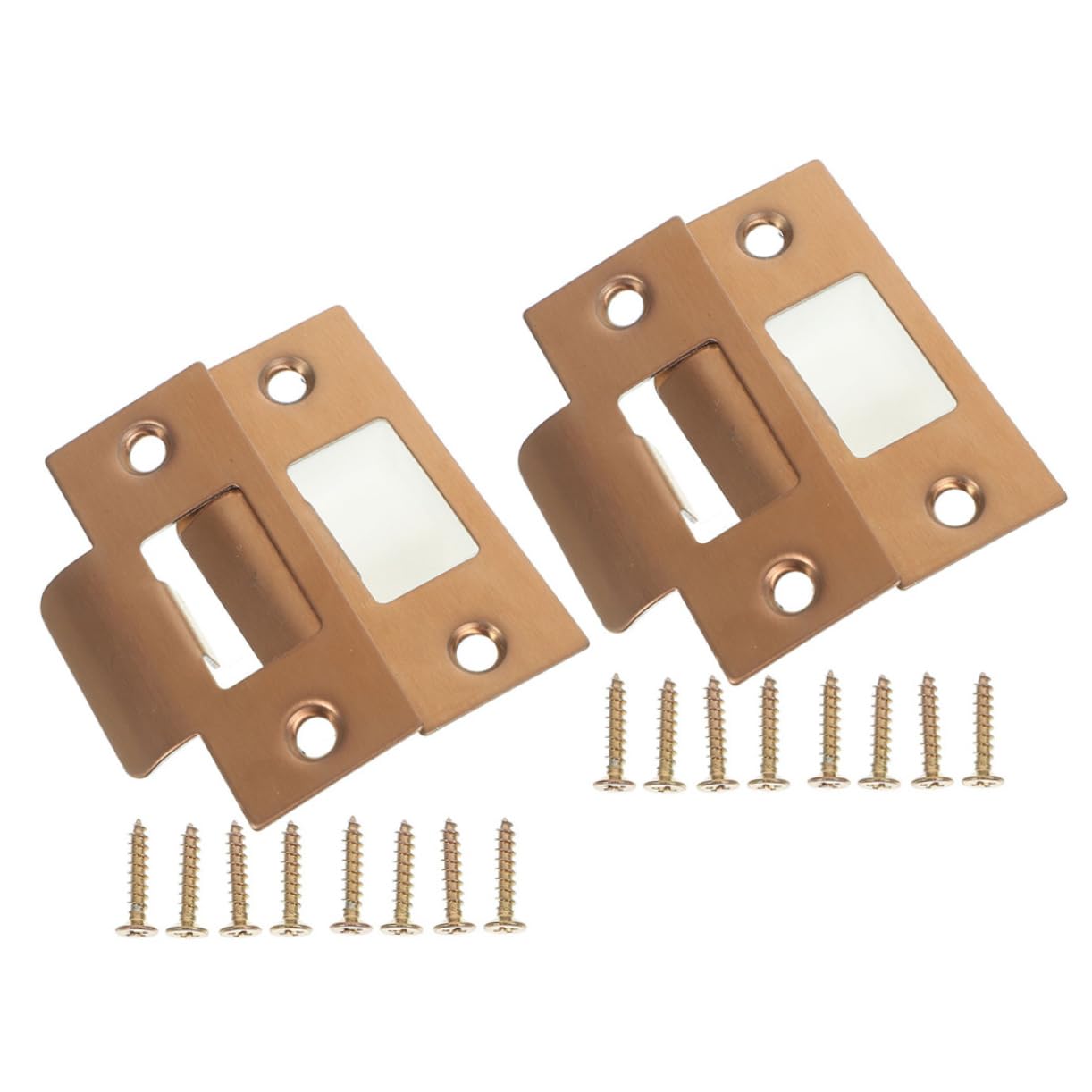 HOMSFOU 16 Ensembles Plaque de Renforcement Inoxydable pour Serrure de Porte Kit Plaques de Gache et Vis Compatible avec Divers Systèmes de Verrouillage