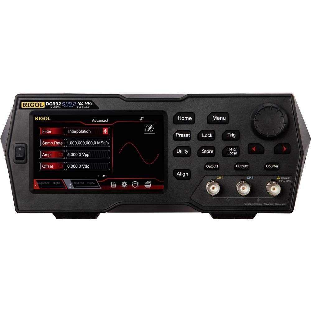 RIGOL1783952 DG992 Function Generator Mains Operated 100MHz (Max) 2-Channel Arbitraer, Triangle, Pulse, Rectangular