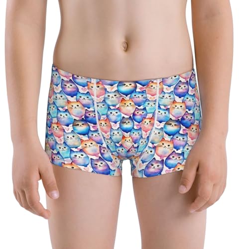 Boys' Cotton Boxer Brief Soft Underwear-Cartoon Colorful Cute Cat