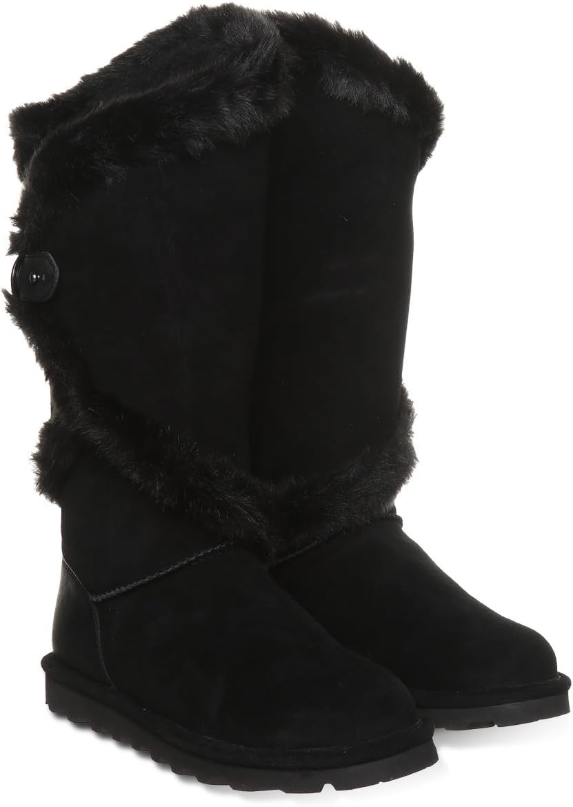 BEARPAW Women's Sheilah Tall Multiple Colors | Women's Boot Classic Suede | Women's Slip On Boot | Comfortable Winter Boot 8 Black Ii