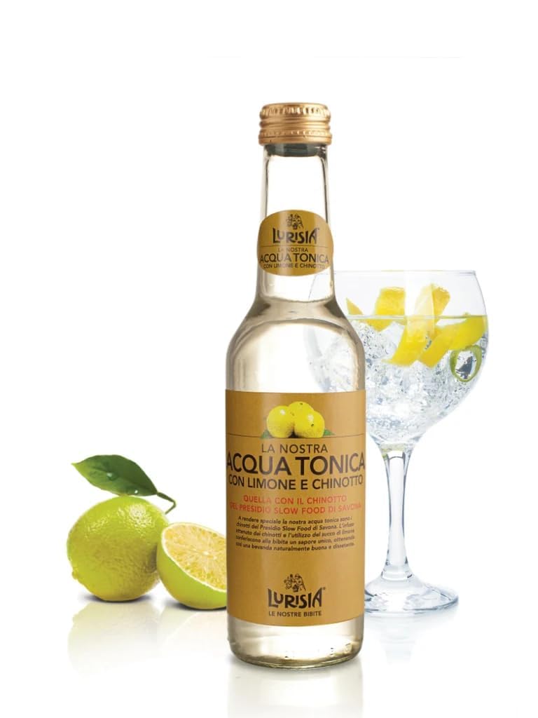 Italian Goiurmet - Lurisia Acqua Tonica au Citron et Chinotto 24 x 275 ml Eau Tonique Italienne Pétillante – Boisson Rafraîchissante pour Cocktails et Mixers, Format Familial + Italian Gourmet Polpa