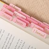 XLIUAX 90 Stück Bibel Tabs für Frauen, Rosa Bibel Index Tabs Bibelregister Bibelstudium Große Druck Bibelreiter für Altes und Neues Testament mit Leeren Bibelreitern Zubehör