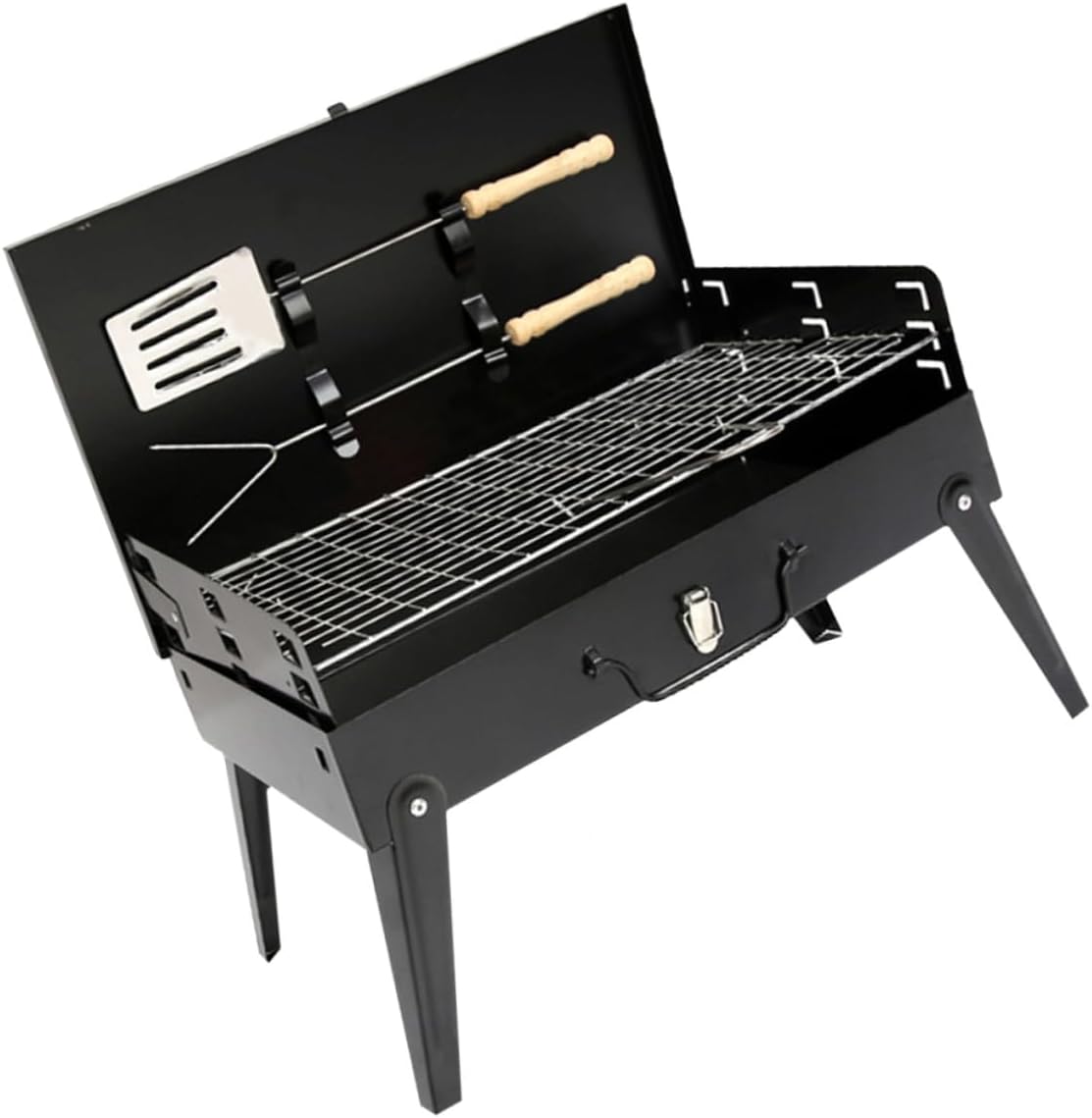 Portable Folding Barbecue Stove Outdoor Bbq Grill with Accessories, 44x27x47cm Camping Grill for Hiking and Picnic