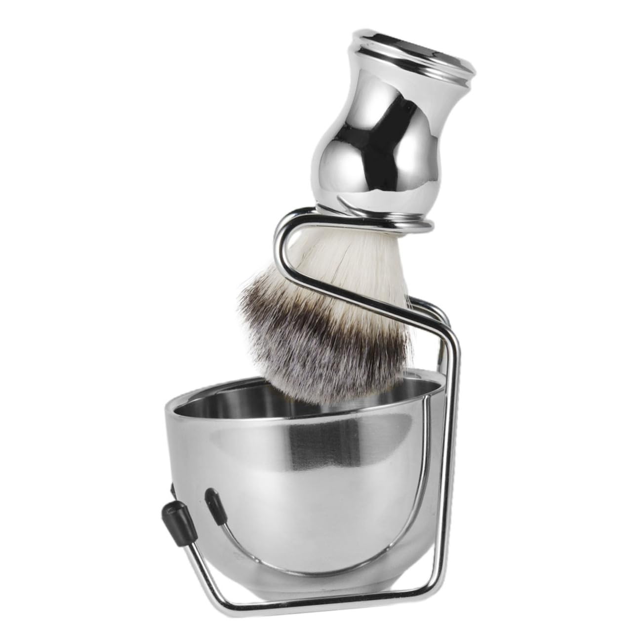 HOLIDYOYO 1 Set Shaving Brushes for Men Shave Brush Shaving Brush Stand Shave Kit Shaving Kit Shaving Brush Kit for Men Shaving Brush and Bowl Shaving Mug Shave Bowl Silver Stainless Steel