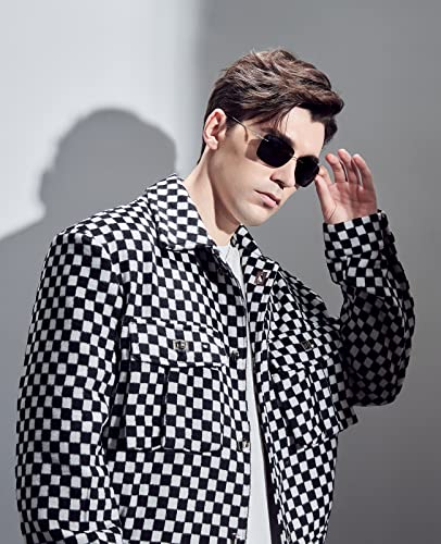 Image of Cyxus Polarized Rimless Sunglasses for Men Square UV Protection Rectangle Ultralight Metal Shades, Frameless Sunglasses-black Black, Medium
