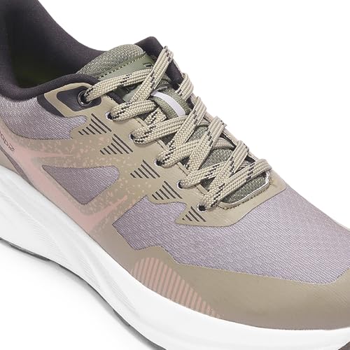 Image of Liberty LEAP7X ROYALESTPE Walking Shoes for Men - Black & Olive Green Lace-Up Sneakers | Memory Foam Cushioned Insole, Lightweight Knit-Mesh Shoes for Daily Walking, Fitness Walks, College & Travel
