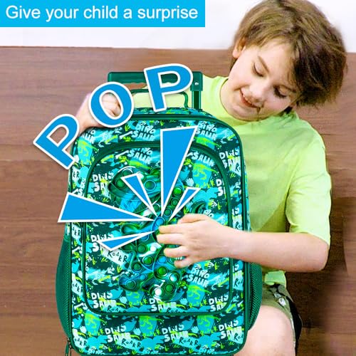 Image of CCJPX Kids Suitcases for Boys, Cute Dinosaur Luggage Rolling with Wheels, kids carry on luggage for Children Toddler Elementary - Green