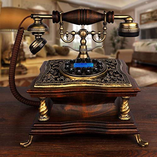Antikes Telefon, Vintage Retro Festnetz Haus Home Telefonhörer, funktionale Drehknopf und Classic - Bronze Metall Finish Telefone Curly Cord