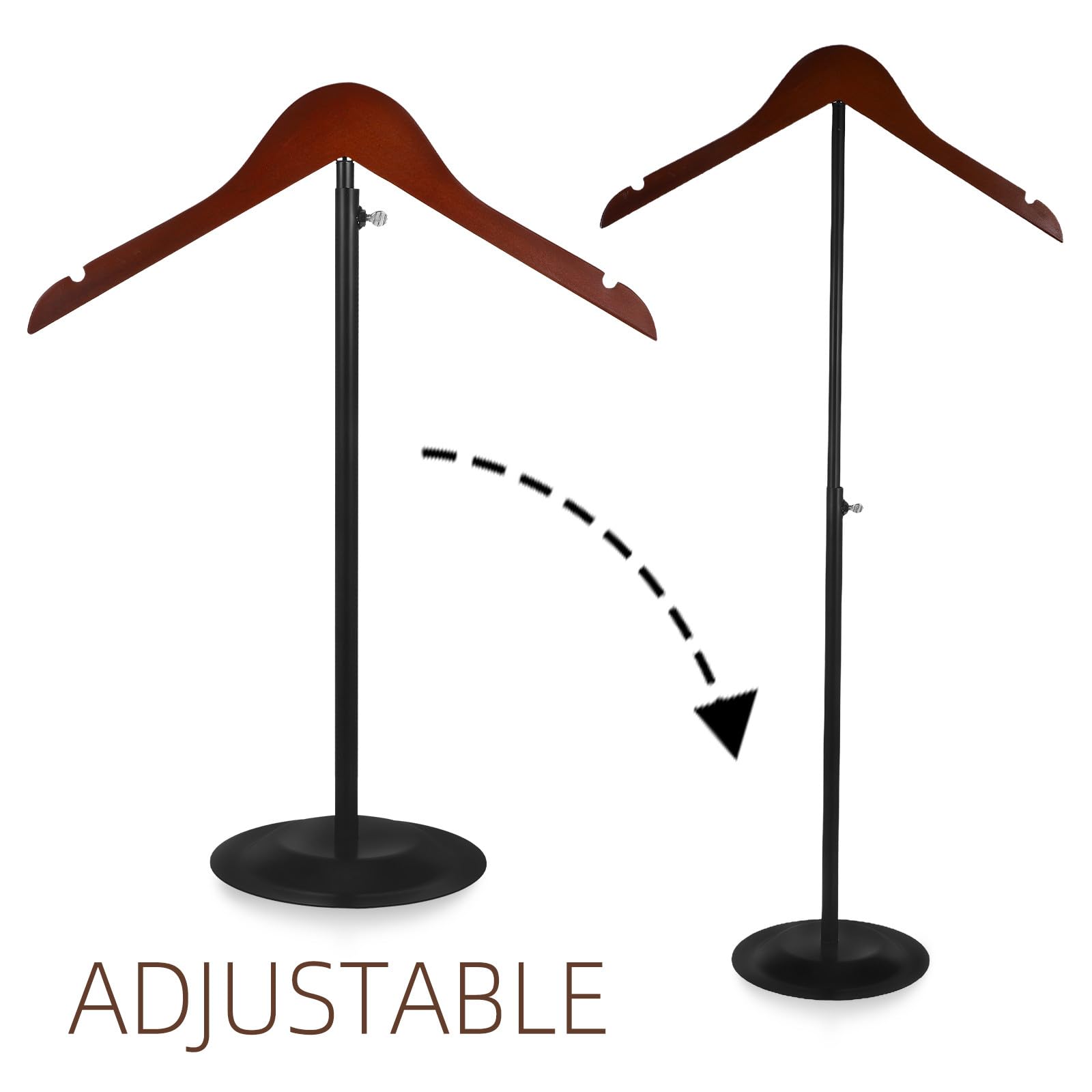 Yardwe Présentoir à Vêtements Réglable en Hauteur pour Tops et Vestes avec Base Noire Stable en Bois et Fer, pour Boutiques de Vêtements et Expositions