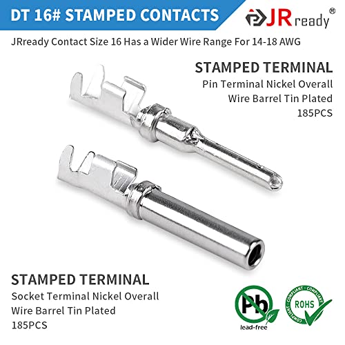 JRready ST6316 DT Deutsch Connector Kit, 2 Pin Connector,3,4,6,8,12 Pin Connector, Deutsch Crimp Tool (ACT-LY-16DT), Size 16 Stamped Contacts, Deutsch pin Kit