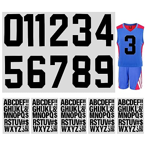 21 Hojas Letras y Números Termotransferibles 20 cm Números Termoadhesivos y 5 cm Letras Termoadhesivas para Ropa Tela Parche de Letras Lavable Camiseta Deportiva Decoración DIY (Negro)