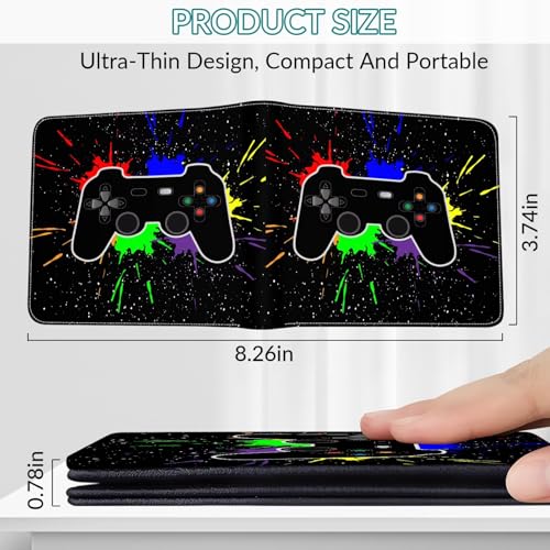Image of Boys Wallet Gifts for Gamers Boys Gamepad Leather Wallets Credit Id Card Cash Holder Rfid Blocking Zipper Aesthetic Wallets With Coin Pocket Id Window Teen Gaming Wallets for Gamers Men Boys Teenager