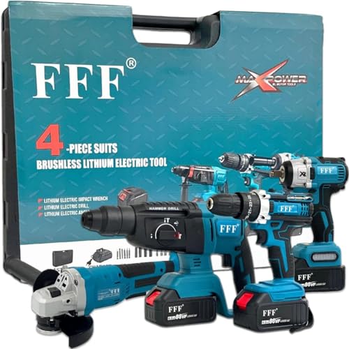 Kit Completo Professionale Fai da Te 4 in 1 con Trapano Avvitatore a Batteria, Trapano a Percussione...