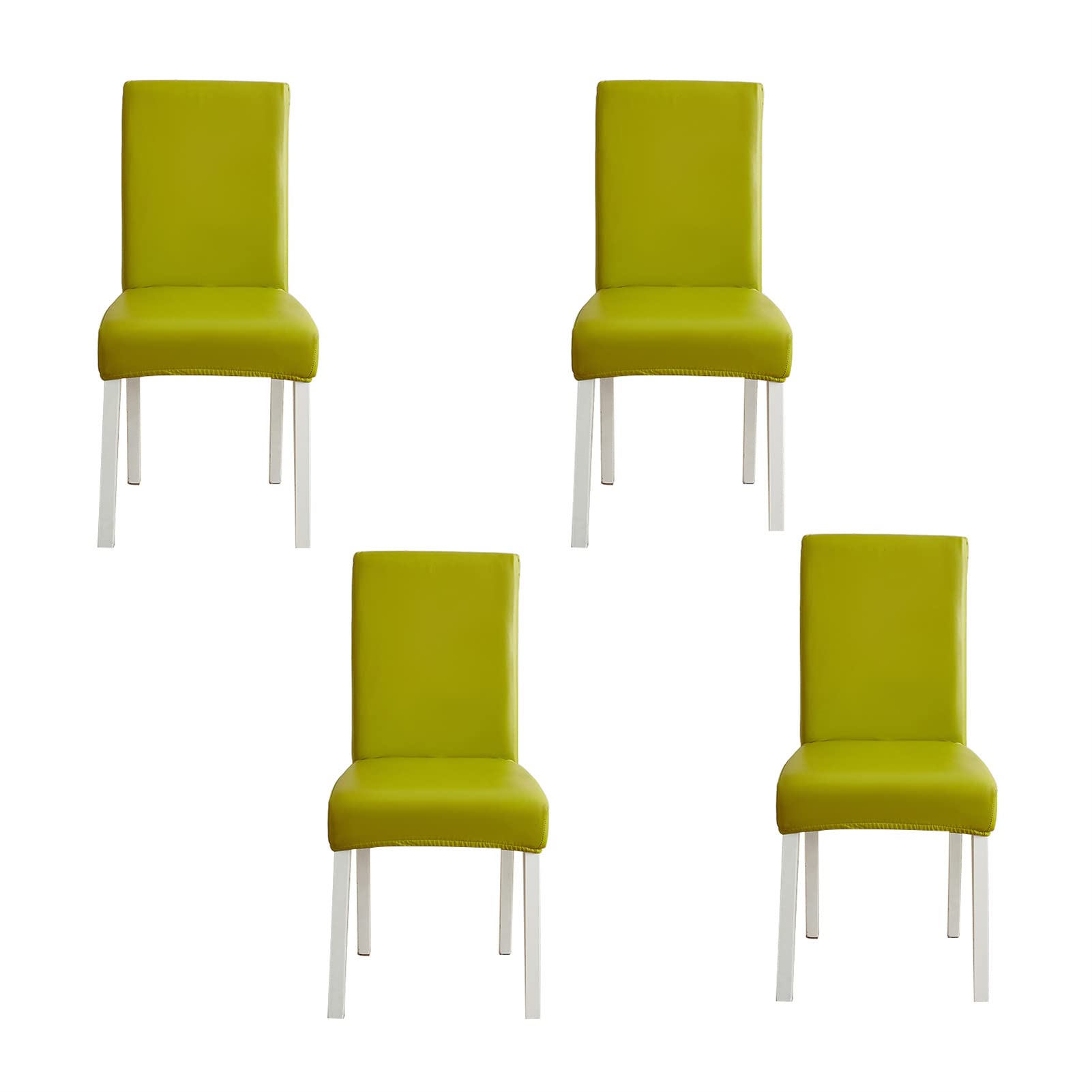 Esszimmer Stuhlhussen 2er/4er/6er Set, Wasserdichtes Pu Leder Stretch Stuhl-Universell Stuhlhussen Haus Büro Restaurant, Dekor Moderne Spann-Abdeckung (GrüN,4-Stück)