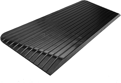 Rampa de umbral de goma maciza de 1 pulgada de alto para silla de ruedas eléctrica, scooter y puerta, 1 paquete de 43.3 x 8 x 1 pulgadas de alto